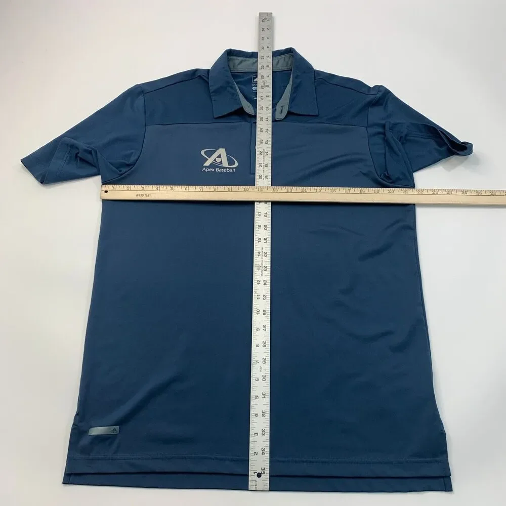 Adidas Golf Shirt Mens M Medium Cadet Blue PureMotion Cool Max Apex Baseball